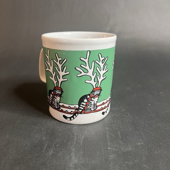 Kliban Cat Christmas Mug – Vintage-Reindeer Theme, Kiln Craft England, VTG - Picture 3 of 8